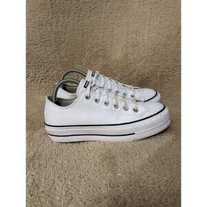 Converse All Star Lift Platform Leather White/Black/White 561680C Size 8.5 Women